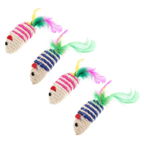 minkissy 4pcs chew toy cat mice toys for indoor cats cat biting toys mouse cat toys for indoor cats cat funny toys toy mouse toy for cats cartoon cat toys pets toys catnip cat mouse sisal von minkissy