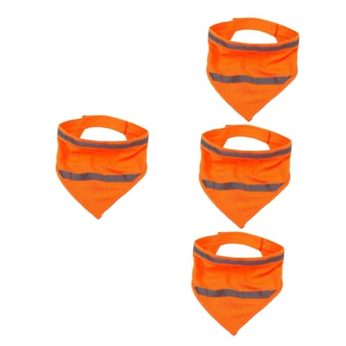 minkissy 4pcs pet triangle towel reflective dog collar Dog safety scarf Dog triangle scarf pet bandanas safety dog scarf yellow orange summer dog bandana boy polyester comfortable Vest von minkissy