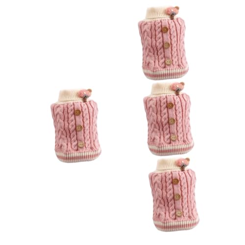 minkissy 4pcs puppy cotton vest warm dog costume cat outfits dog winter hoodie dog pullover jacket cat clothes winter clothing knitted pet sweaters fabric Fall and winter clothes large dog von minkissy