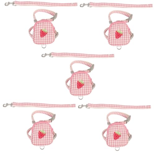 minkissy 5 Sets Pet Harness Puppy Traction Harness Plaid Puppy Backpack Harness Small Dog Leash Dog Cartoon Backpack Kitten Harness Small Dogs Outdoor Backpack Vest Pull Wire Polyester von minkissy