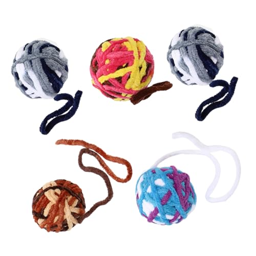 minkissy 5Pcs cat toy yarn ball interactive cat toys Cat Wool Toys Pet Supplies cat toys for cat plush toys catnip toy Wool Felt Toys for Cats cat chew toys Wool Dog Balls indoor cat molar von minkissy
