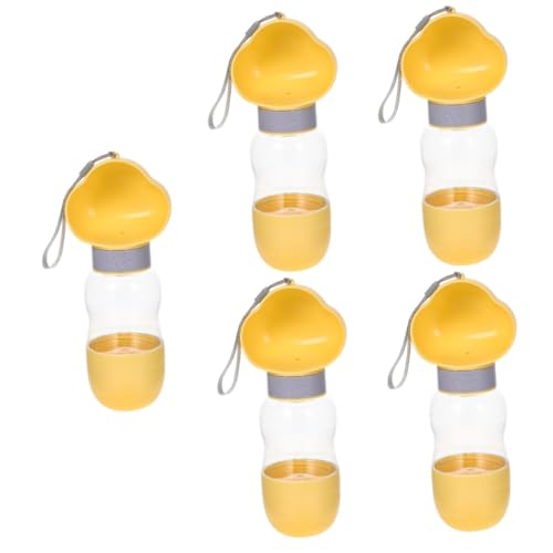 minkissy 5pcs Hund Outdoor Wasserbecher Welpe Reise Flasche Outdoor Haustier Wasserflasche Outdoor Hund Wasserspender Klar Wasserflasche Reise Wassernapf für Hunde Gelb Niedliches Band Walk The Dog von minkissy