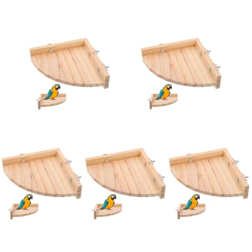 minkissy 5pcs Papagei Barsch Hamster Plattform Sittich Käfig Zubehör Sitzstangen für Vogelkäfige Vogelkäfig Zubehör Hängende Bett Schaukel Kauspielzeug Vögel Spielzeug Plattform Holz zum Klettern von minkissy