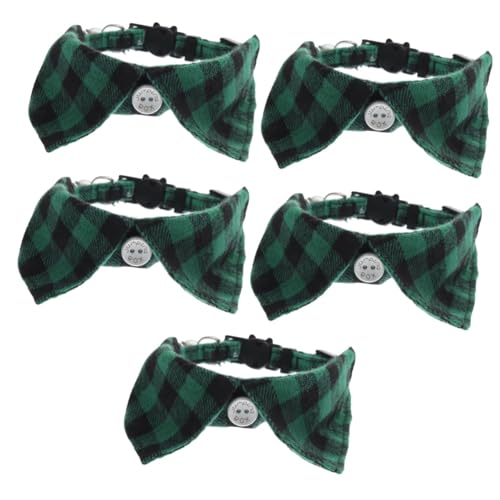 minkissy 5pcs adjustable cat collar adjustable kitten collar pet neck collar puppy neck scarf cute cat collar with bell pet bib scarf fancy cat collar pet collars Pet Supplies lattice Cloth von minkissy