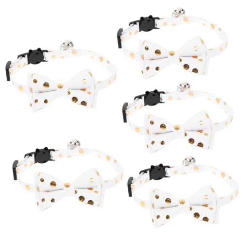 minkissy 5pcs cat collar safety puppy collar cat play collar small puppy collar Bowtie Dog Collar cat bow ties leopard decor Pet Party Ornament white decorations cotton polyester cosmetic von minkissy