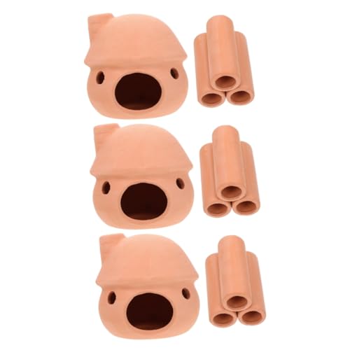 minkissy 6 Pcs fish tank clay pot shrimp cave fish shelter fish tank hideout aquarium accessories terrarium accessories terrariums fish tank breeding house fish and shrimp Alien terracotta von minkissy