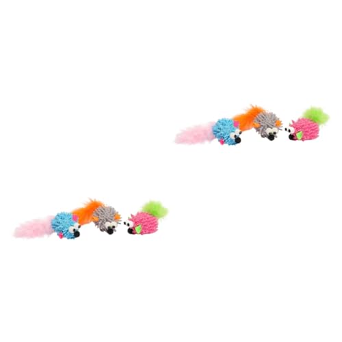 minkissy 6 Pcs mouse cat toy teething toys Cats Chaser Toys Stuffed Toy teaser toys interactive cat toy cat interactive chew toy pet toys Mouse Shape Cat Toys Mop fleece cat mouse molar von minkissy