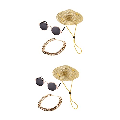 minkissy 6 STK Perlenhalskette Perlenkette Mini Mexikanische Sombrero-hüte Perlen Hundehalsband Katzensonnenbrille Nur Für Katzen Sonnenbrillen Für Katzen Hündchen Goldene Halskette Hut von minkissy