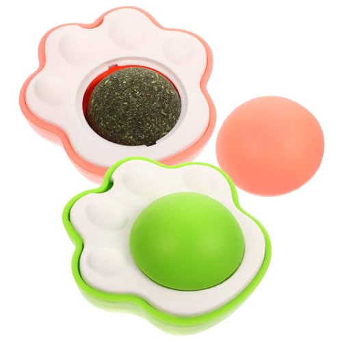 minkissy 6 Sätze Pfotenabdruck Katzenminze Outdoor-spielset Kauspielzeug Für Katzen Leckerli-Spielzeug Für Katzen Interaktives Katzenspielzeug Katzenbälle Draussen Snack Rotieren Plastik von minkissy