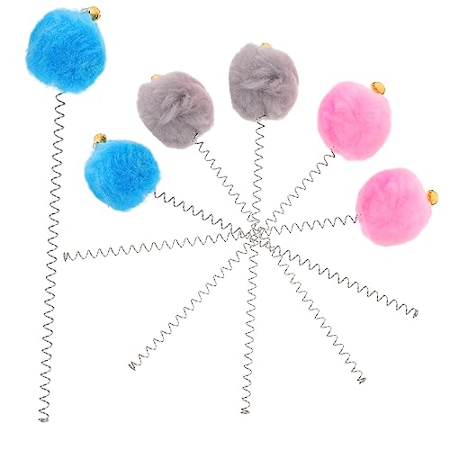 minkissy 6Pcs Sucker Cat Teaser cat balls with bell kittens toy wands cat toys plastic kitten kittens toys springs fuzzy cat balls themberchaud plush cat wire toy pvc the cat toy hanging von minkissy