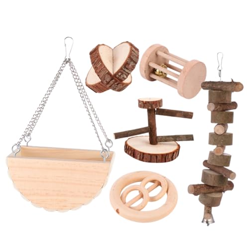 minkissy 6St Haustierspielzeug aus Holz Nymphensittich-Spielzeug Kaninchenspielzeug Spielzeuge Spielset aus Holz Kau- und Beißspielzeug für Haustiere Schleifspielzeug für Haustiere Papagei von minkissy