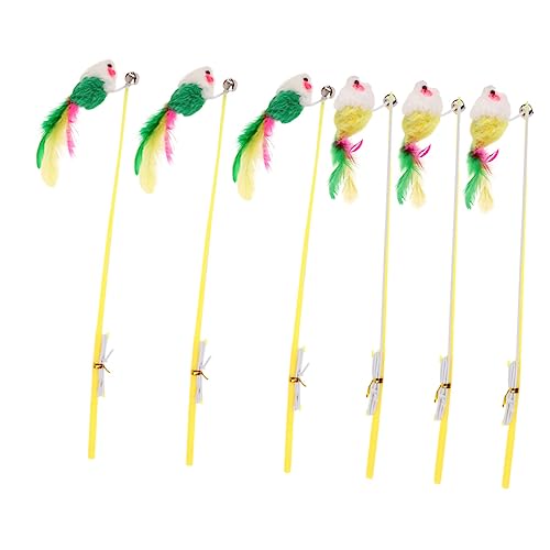 minkissy 6pcs Cat Toys Cats Wand Toy Cat Rod Toy Cat Teaser Cat Wand Teaser Cat Toy Wand Cat Interactive Toys The Bell von minkissy