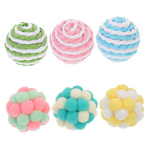 minkissy 6st Katzenspielzeugball Plüschbälle Für Katzen Kuscheliger Katzenball Katze Spielt Bälle Kätzchen-Pompom-bälle Bunter Katzenball Kauspielzeug Für Spielzeuge Beissen Hüpfender Ball von minkissy