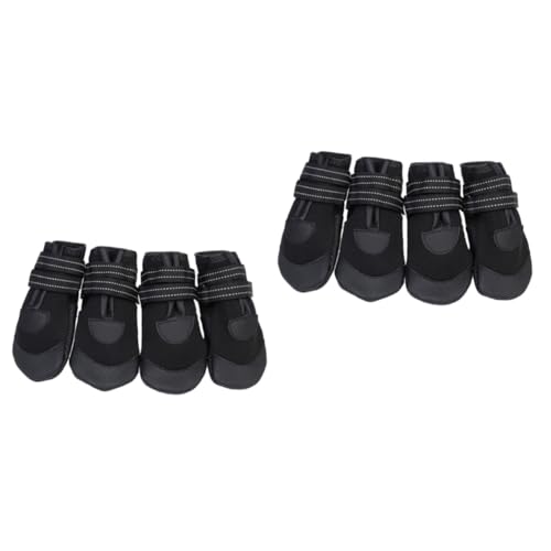 minkissy 8 Pcs Schwarze Stiefel Stiefel Wasserdichte Hund Stiefel Rutschfeste Hundeschuhe Warme Haustier Stiefel Hunde Haustiere Stiefel Reflektierende Schuhe Wanderschuhe Herbst und Winter von minkissy