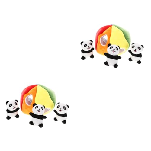 minkissy 2sets Hund Quietschende Spielzeug Plüsch Panda Aktivität Ausbildung Spielzeug Pflege Waschbar 4 Stücke * 2 von minkissy