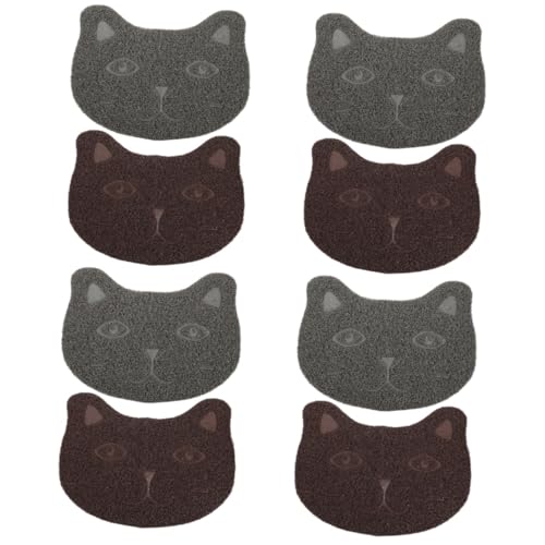 minkissy 8 Stück Katzenstreu-Matte, Katzenklo-Teppich, Katzenkopf-Design, Fangmatten, Haushalts-Haustier-Matten, Futtermatte, Katzen-Matten für Streu, Haustierkissen, Welpenfutter, PVC, Haustier, von minkissy