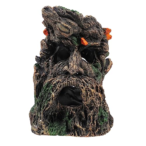 minkissy Crawlers Vermeiden Sie Baumlöcher Holzfass Aquarium Baumstamm Aquarium Holzstamm Marine Landschaft Dekoration Greenman Baum Gesicht Dekoration Holunder Glas Futterbox Harz von minkissy