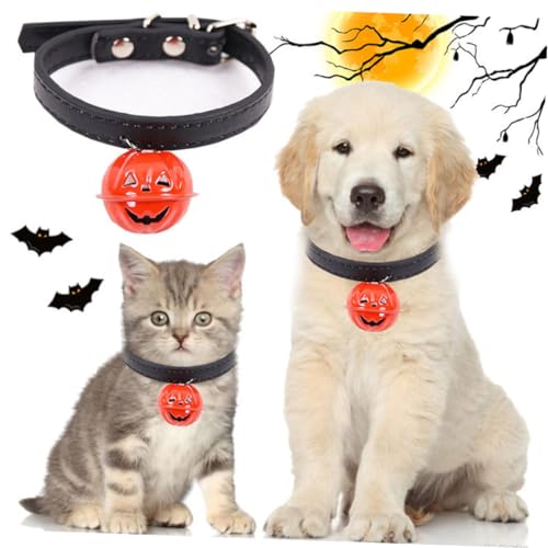 minkissy Modisches Haustierhalsband Halloween-haustierhalsband Haustierhalsband Für Halloween Verstellbarer Kragen Zartes Haustierhalsband Mit Kürbisglocke Kleines Haustierhalsband von minkissy