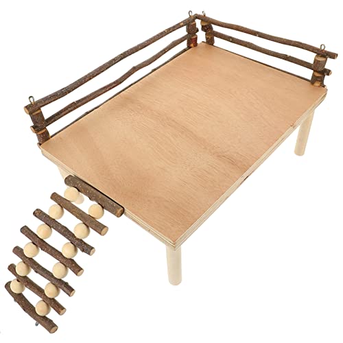 minkissy Hamster-Kletterplattform Zubehör für Meerschweinchenkäfige Haustierspielzeug Schottverschraubung Spielplatzplattform aus Holz für Ratten Kleintier-Aktivitätsspielzeug Holzleiter von minkissy