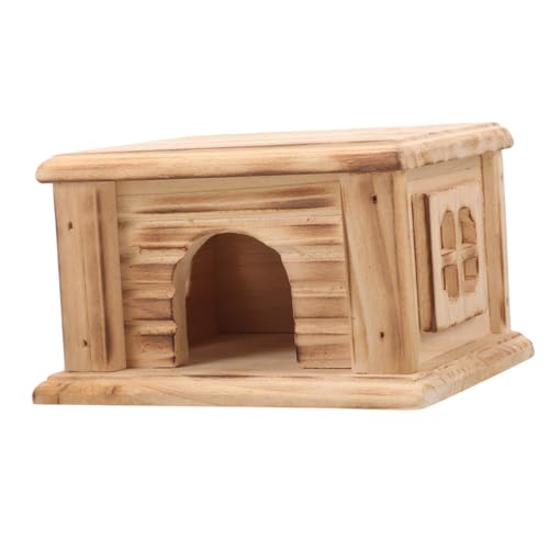 minkissy Hamsterhütte Meerschweinchen Habitat Hamster Versteck Meerschweinchen Haus Hamster Versteck Nest Ratte Versteck Haustier Schlafhaus Winzige Tiere Zartes Eichhörnchen Haus Holz Flat Top von minkissy