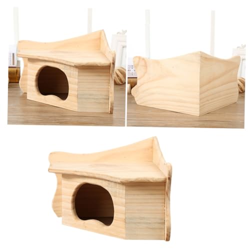 minkissy Hamsterhütte aus Holz Hasenhaus Eichhörnchenhaus Hamsterkäfige Hamster versteck Holzhaus für Hamster Hamsterhaus Spielzeug für Hamsterhäuser aus Holz hölzern Haustierhaus Protokoll von minkissy