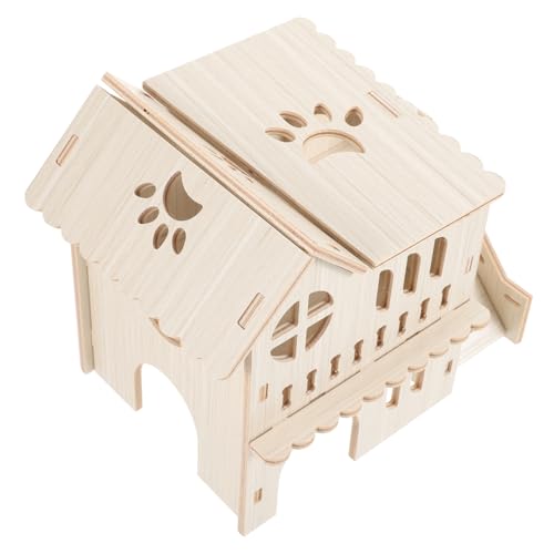 minkissy Hamstervilla Mäusehütte Aus Holz Hamster-kletterleiter Kleines Großes Hamsterhaus Hamsterspielplatz Klettern Haustiermäusehütte Hamsternest Aus Holz Spielzeug Empfindlich Hölzern von minkissy