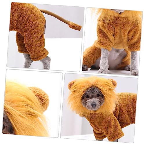 minkissy Haustier Hund Löwe Haustier Kostüm Hund Löwe Outfit Katze Löwe Mähne Thermokleidung Halloween Haustier Kostüm Haustier Löwe Outfit Haustier Kostüm Zubehör Welpen Löwe Mähne Pullover Cosplay von minkissy