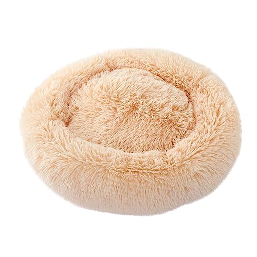 minkissy Runder waschbarer Teppich Haustierbett Plüschkissen Couchkissen maschinenwaschbarer Teppich Zwinger Bettkissen für Haustiere Hundebedarf warm halten Krapfen Katzennest Ringdichtung von minkissy