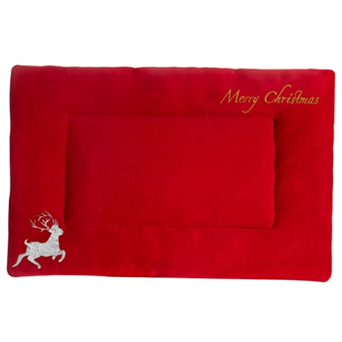 minkissy Kätzchenbett Weihnachtsmatte für Haustiere Hunde Wärmebett kleines hundebett Schlafmatten Schlafkissen Plüschkissen für Haustiere verdickte Haustiermatte Elch hundebox Matte von minkissy