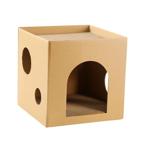 minkissy Katzenhaus Katzenkratzer Karton Katzenklo XXL Große Katzen Cat Scratcher Cardboard Kratztonne Für Katzen Katzenklo Große Katzen XXL Kratzbaum Wellpapier Haustier Wohnung Bett von minkissy