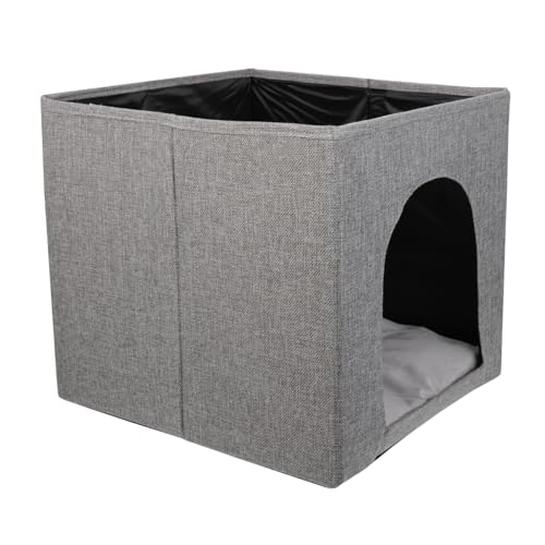 minkissy Katzennest Katze Schlafplatz Welpenzelte Zusammenklappbare Katzenhäuser Katze Zelt Tragbare Hundehütte Katzenzelt Drinnen Katzenversteck Reisen Hase Leinen- Hauskatze von minkissy