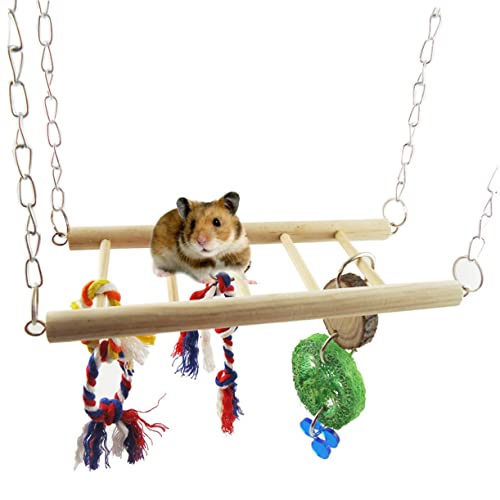 minkissy Nymphensittich-Spielzeug Meerschweinchen-holzbrücke Hängebrücke Für Kleintiere Vogel Kletterleiter Spielzeug Für Kleine Tiere Papageien-hängebrücke Hölzern Hamster Haustier von minkissy