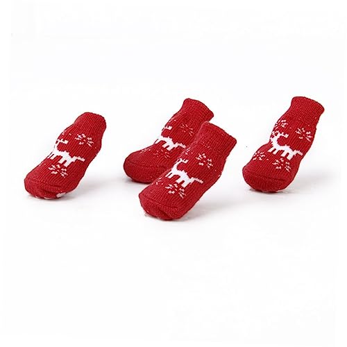 minkissy Lieferungen 4 Stück Welpe Haustiersocken Weihnachtssocken Für Haustiere Baumwollsocken Für Haustiere Hundeschuh Socken Hundeschuhe Hundestrumpf rutschfest Pudel Hündchen von minkissy