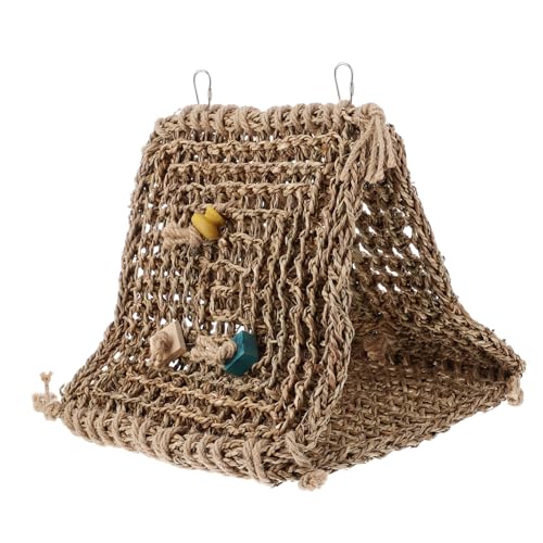 minkissy Rattan-Vogel-hängematte Käfig Meerschweinchen Nymphensittich Käfig Hängen Guinea Schweine Bett Hängenden Schaukel Guinea Schlafsack Kuscheltier Hamster Plüschtier Bettnest Seetang von minkissy