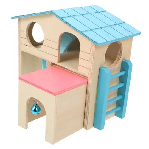 minkissy Rennmäuse Labyrinth Hamster Spielzeug Hamster Kauhaus Kaninchen Spielzeug für Hasen Hamster Versteck Haus Hamster Holzhaus Rennmäuse Haus Häschen Spielzeug Kleines Haustier Haus von minkissy