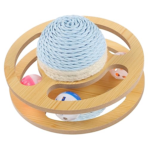 minkissy Sisal-Plattenspieler-Spielzeug Kratzbrett Für Katzen Kratzunterlage Für Katzen Katzen-übungs-Puzzle-Spielzeug Kratzbaum Rotieren Kratzaufkleber Für Katzen Kugelförmig Hölzern von minkissy