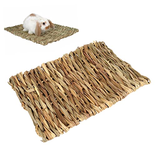 minkissy Sitzkissen Vogel gewebte Matte Kaninchen Ruhematte Animal Polster entspannungsmatte Hamstermatte Kaninchen-Pad Weben Bettauskleidungen Spielzeugbett Hase Bettwäsche Hölzern von minkissy