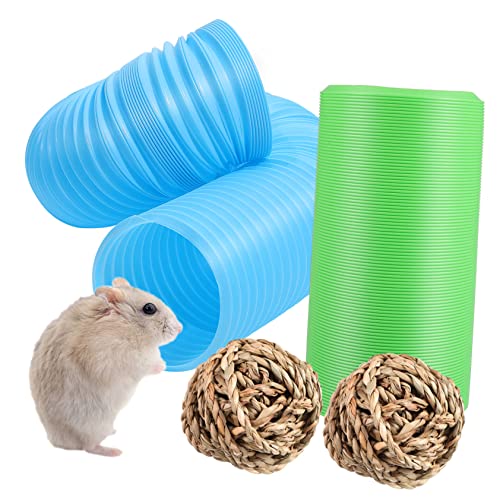 minkissy Teleskop Hamster Tunnel Hamster Versteck Tunnel Hamster Tunnel Spielzeug Rohr Käfig Spielzeug Häschen Tunnel Hamster Training Tube Haustier Spaß Tunnel Handgemachter Ball: Gras Gang von minkissy