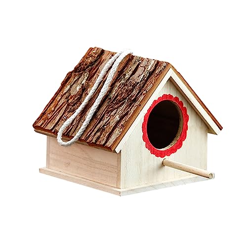 minkissy Vogel Aus Holz Vogelnest Aus Holz Vogelkäfig Im Freien Outdoor-dekor Desktop-dekor Gartenvogel Kolibri- Futtervogelhaus Holzdekor Vogelfütterer Tigerfell Anschließen Bambus von minkissy