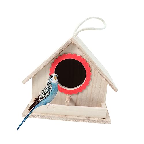 minkissy Vogelhaus-Set Jaula Para Pajaros, Vogelhütte, Papageien-Dekoration, Vogelkäfige für Nymphensittiche, Holzdekoration, Außen-Vogelhäuser, hängende Höhle, Vogelunterschlupf, Terrarium, von minkissy