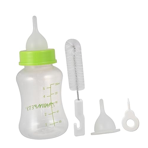 minkissy 150 Ml Babyflasche Für Welpen Hunde Stillflasche Mit Weiter Öffnung Silikon-futterspender 4 Reinigungsbürsten Zufällige Farbe von minkissy