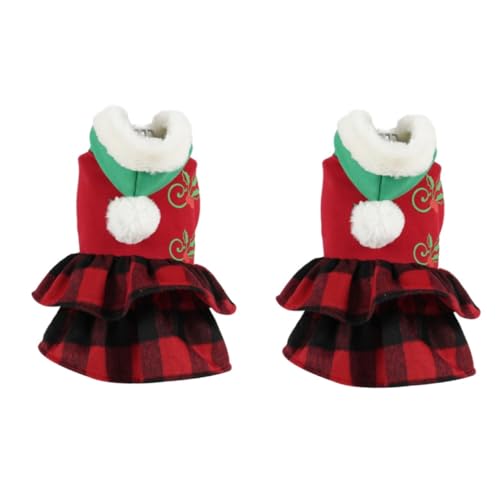 minkissy Weihnachtsmann-Kostüm für Haustiere, 2 Stück, Weihnachtsmann-Kostüm, Hunde-Outfits, Hundemäntel für den Winter, Katze, Weihnachtsmann-Kostüm, Kleid, Polyester, mit Kapuze, Rot von minkissy