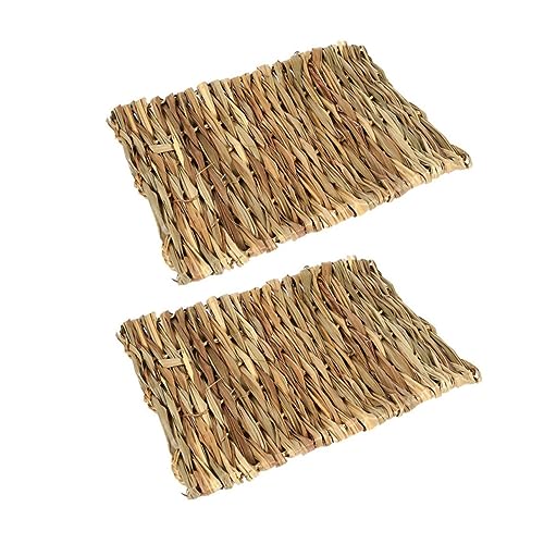 minkissy entspannungsmatte Relaxing mat Hamsterkäfigmatte Schlafmatte aus Heu Einstreu für Hamster Hasenbett Seegras-Matte Bettauskleidungen Meerschweinchen Hölzern von minkissy