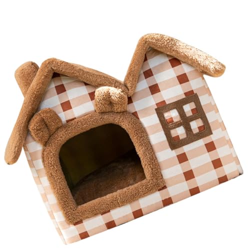 minkissy kleines Tierbett Haustier warmes Bett Welpenhöhlennest Haustierspielhaus katzenhaus Hundezwinger drinnen Haustierhütte Katzennest Haushalt Kleine Tiere Hausnest Käfig Katzenbett von minkissy