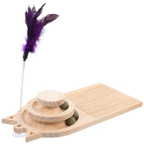 minkissy kratzbaum für Katzen Katze Rollen Spielzeug Katzenspielzeug aus Holz Spielzeuge Spielset aus Holz Haustier Katze Plattenspieler Kätzchen Drehteller aus Holz beissen Drehscheibe von minkissy