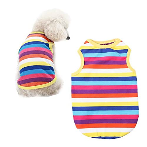 minkissy pet Supplies haustierbedarf hundekostüme Sommeroutfits für Hunde Welpenkleidung Hemden gestreiftes Hemd Trachtenhemd Hundeweste Weste Hündchen Sommerkleid Lipgloss Shirt von minkissy