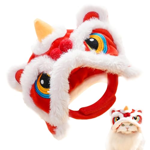 Chinese New Year Pet, Lion Dance Clothes, Small Pet Headwear, Cat Dance Costume, Holiday Pet Dress, New Year Cat Apparel, Chinese Costume Pet, Cat Celebration Dress, Plush Material von mivceklw