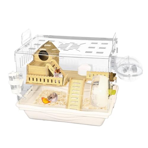 Clear Hamster Cage, Transparent Small Pet Home, Breathable Ventilated Design, Spacious Habitat for Gerbils Mice Families, Pet Lovers, 37x30x28cm Wood Transparent von mivceklw