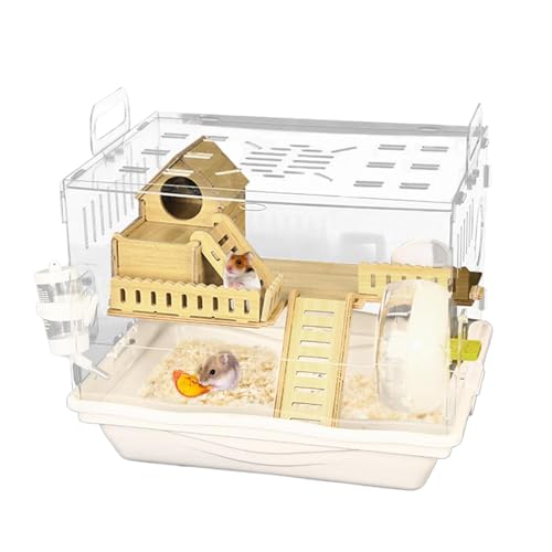 Clear Hamster Cage, Transparent Small Pet Home, Breathable Ventilated Design, Spacious Habitat for Gerbils Mice Families, Pet Lovers, 37x30x28cm Wood Transparent von mivceklw