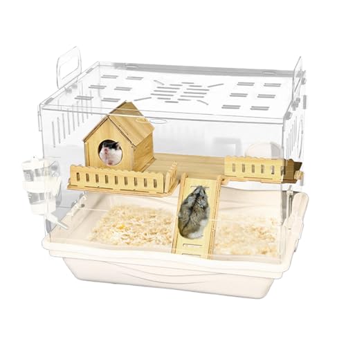 Clear Hamster Cage, Transparent Small Pet Home, Breathable Ventilated Design, Spacious Habitat for Gerbils Mice Families, Pet Lovers, 37x30x28cm Wood Transparent von mivceklw